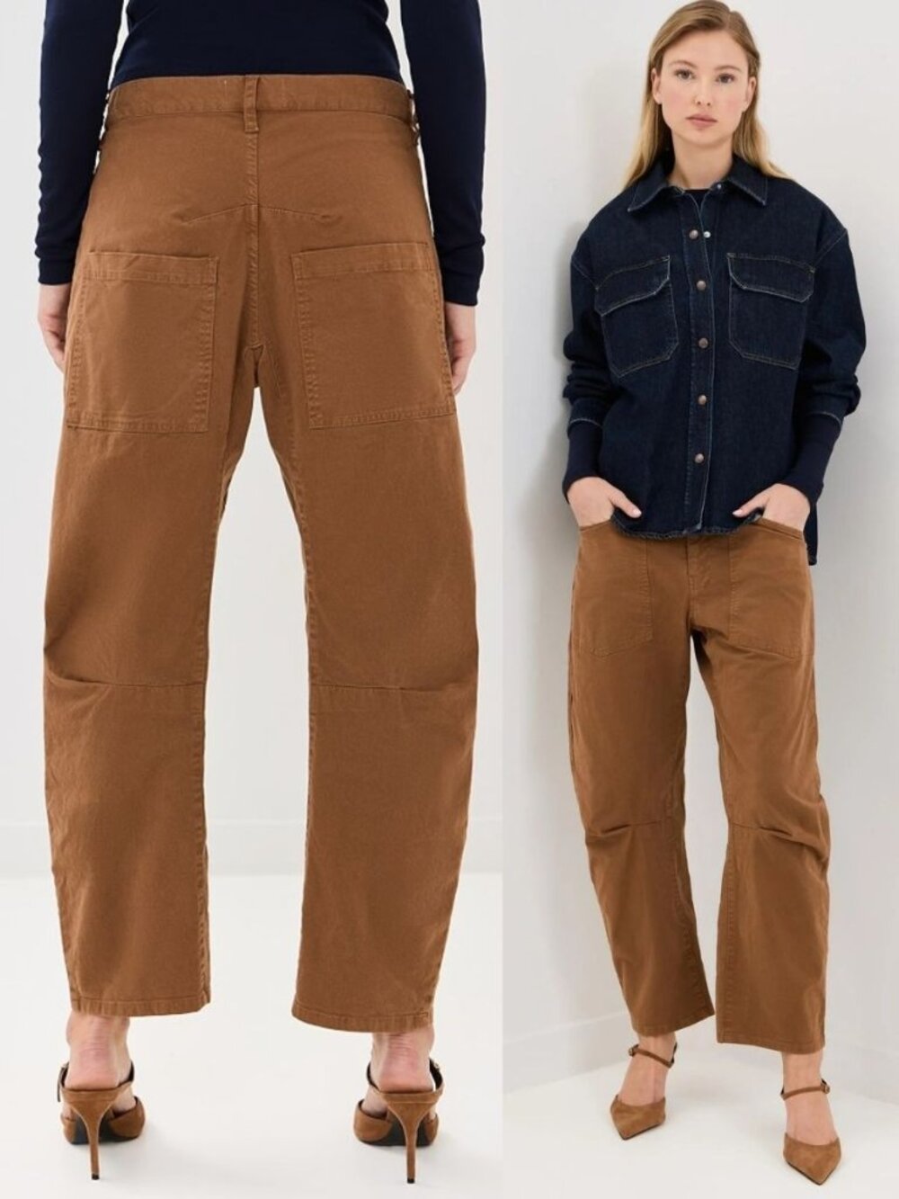 Nili Lotan Shon Pant Rust Brown Barrel Leg Cotton Twill Ankle Cropped Size 00